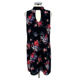Skies Are Blue Floral Keyhole Sleeveless Dress Size Large Black Multicolor